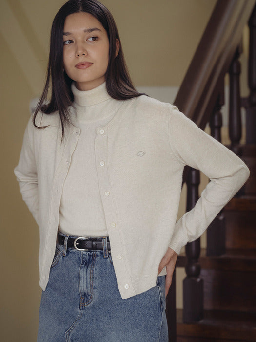 [TILLIDIE] Classic merino wool & cashmere blended cardigan_Oatmeal