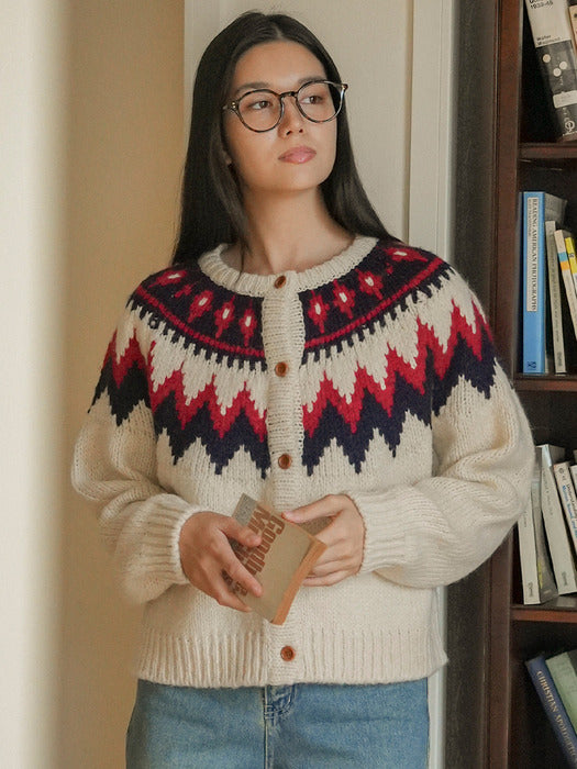 [TILLIDIE] Retro punchcar pattern cardigan_3color