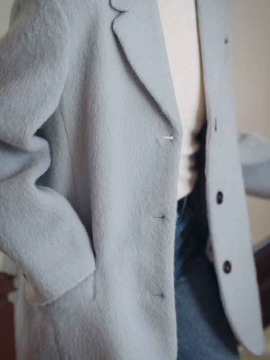 [TILLIDIE] Hairy alpaca blend wool oversized jacket_Blue