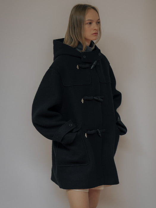 [TILLIDIE] Classic half duffle wool coat_Black