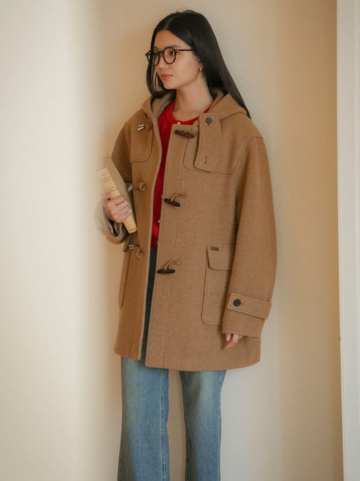 [TILLIDIE] Classic half duffle wool coat_Camel Brown
