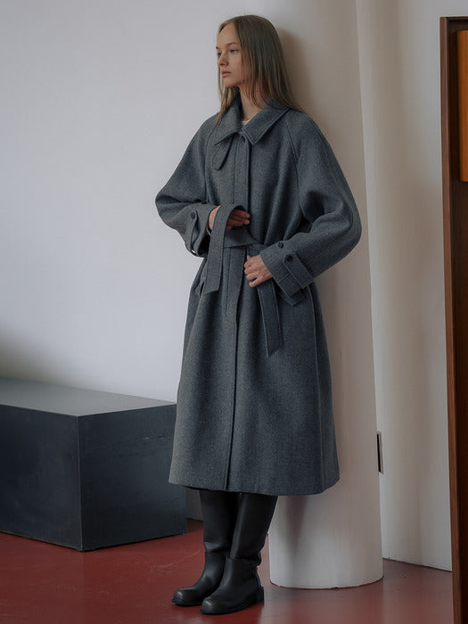 [TILLIDIE] Wool premium maxi raglan coat_Charcoal