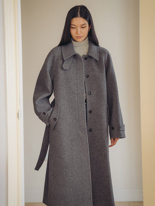 [TILLIDIE] Wool premium maxi raglan coat_Charcoal