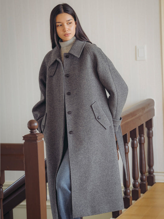 [TILLIDIE] Wool premium maxi raglan coat_Charcoal