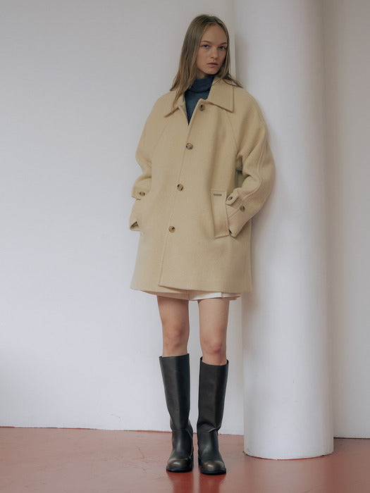 [TILLIDIE] Wide collar wool blend half a-line coat_2color