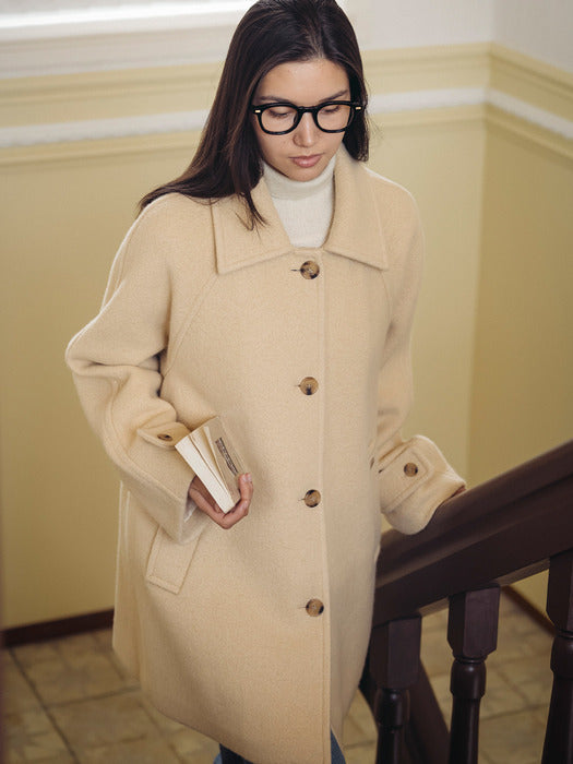 Tillidie Wide collar wool blend half a-line coat