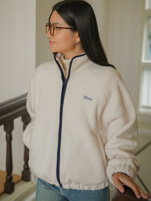 [TILLIDIE] Cozy fleece zip-up jumper_Ivory