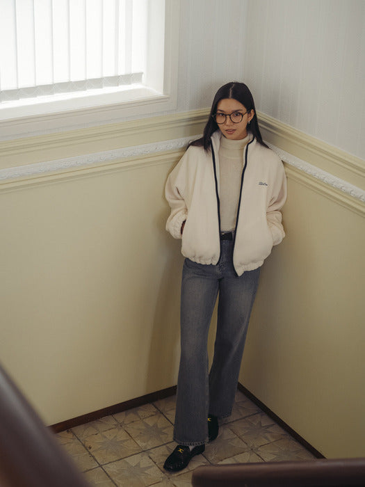 [TILLIDIE] Cozy fleece zip-up jumper_Ivory