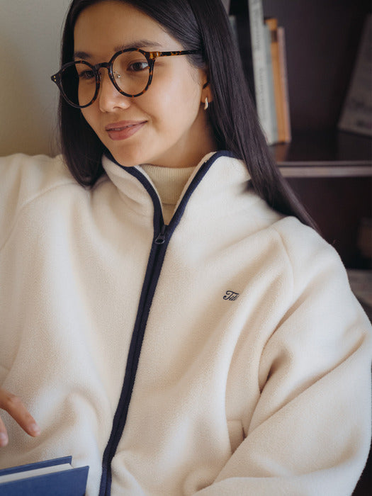 [TILLIDIE] Cozy fleece zip-up jumper_Ivory