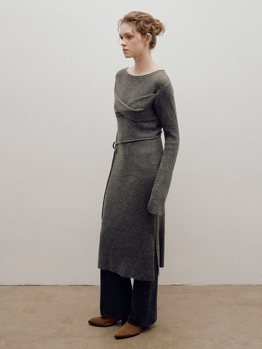 [raive] Twisted Knit One-piece in Khaki VK4WO168-42