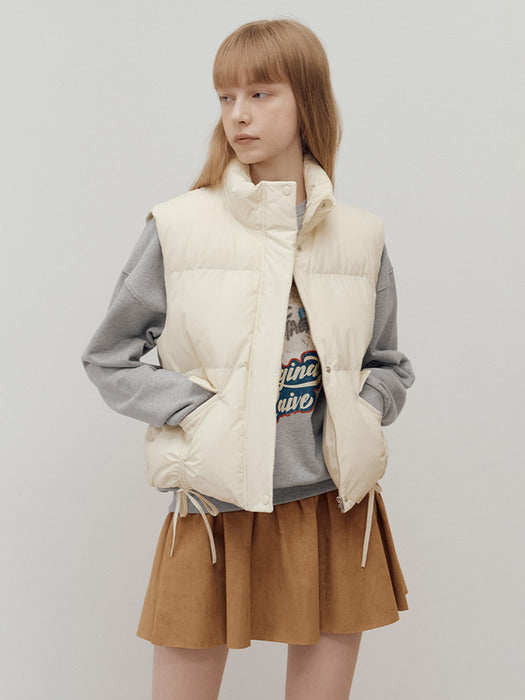[raive] Ribbon Shirring Padding Vest in Ivory VP4WV430-03