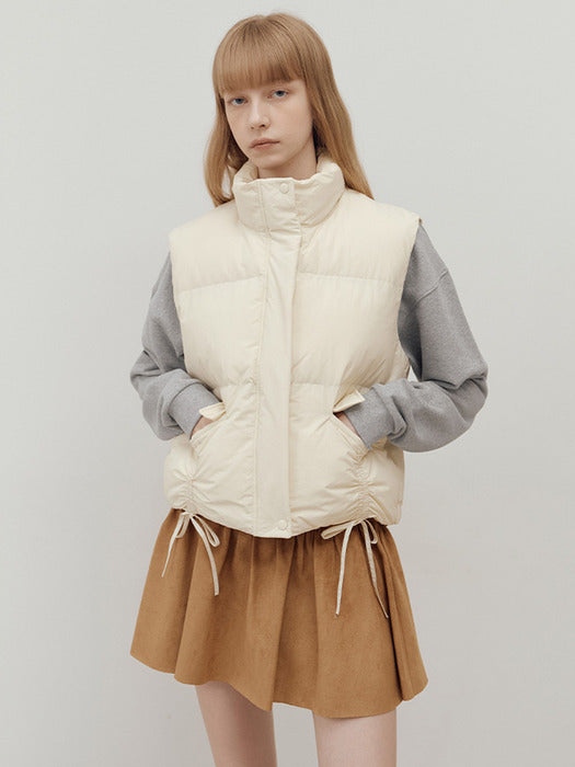 [raive] Ribbon Shirring Padding Vest in Ivory VP4WV430-03