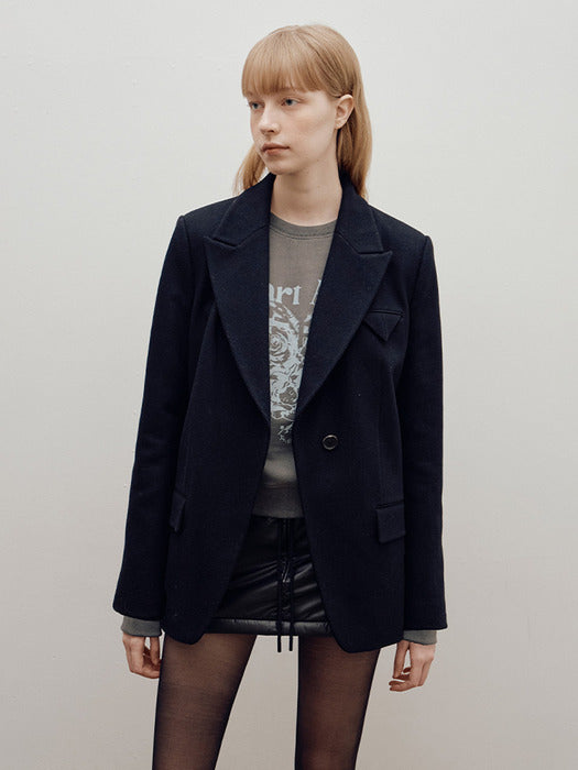 [raive] Over-fit Wool Blazer in Black VW4WJ054-10