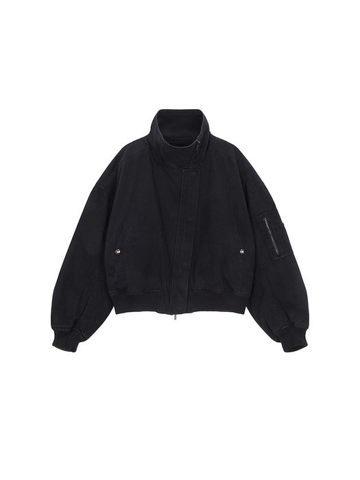 WASHED COTTON JUMPER IN CHARCOAL