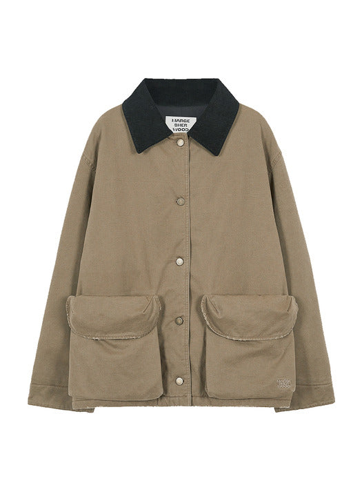 VINTAGE WASHED SHORT WORK JACKET_beige