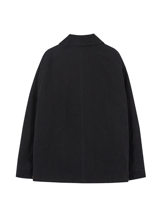 VINTAGE WASHED SHORT WORK JACKET_black