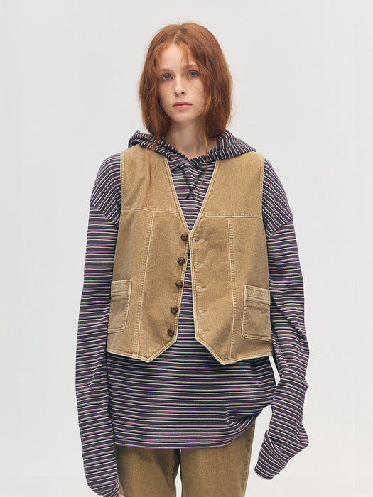 Margesherwood Washed Corduroy Vest camel