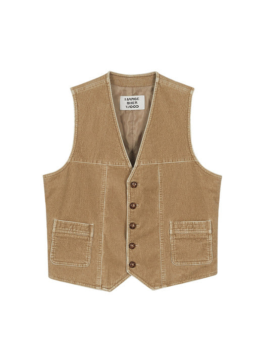 Margesherwood Washed Corduroy Vest camel