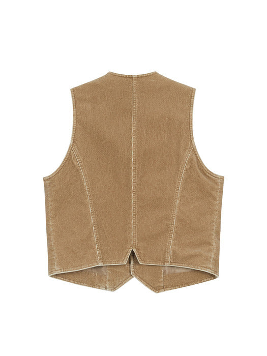 Margesherwood Washed Corduroy Vest camel