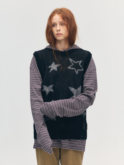 MOHAIR STAR VEST_black