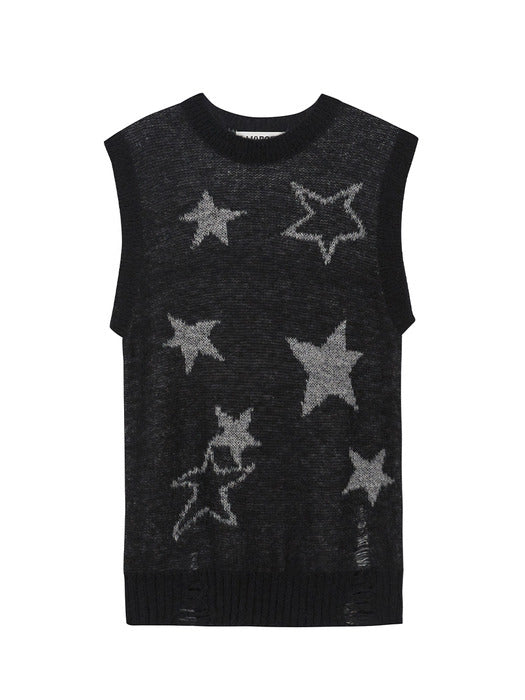 MOHAIR STAR VEST_black