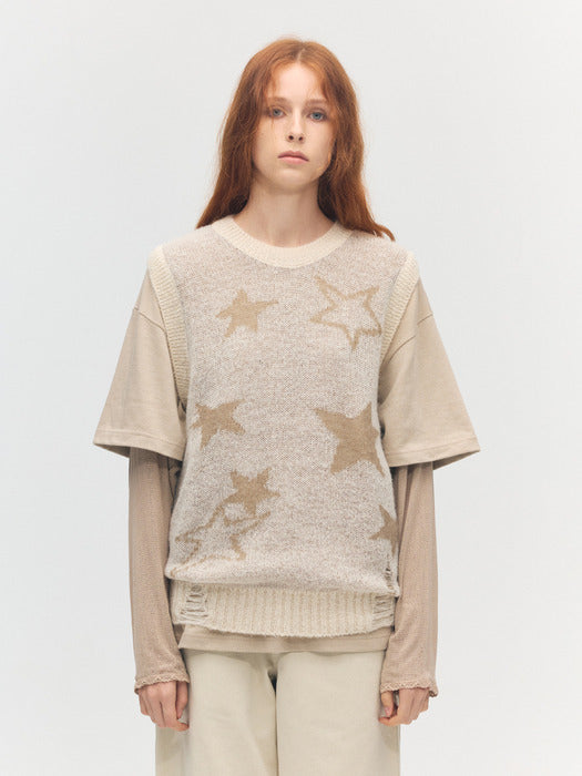 MOHAIR STAR VEST_light beige