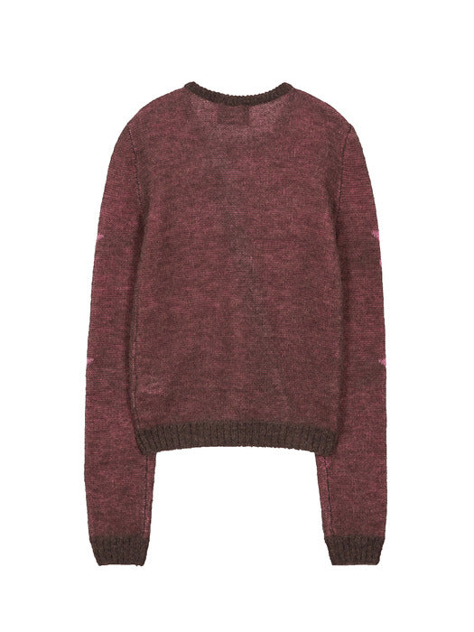 MOHAIR STAR CARDIGAN_brown/pink