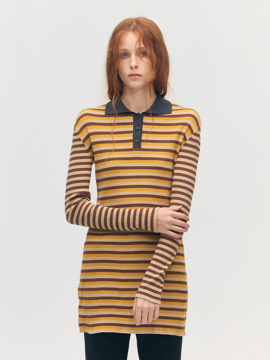 Margesherwood PK Stripe Mini Dress orange/brown