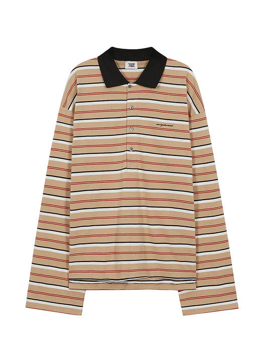 PK STRIPE LONG SLEEVE_beige