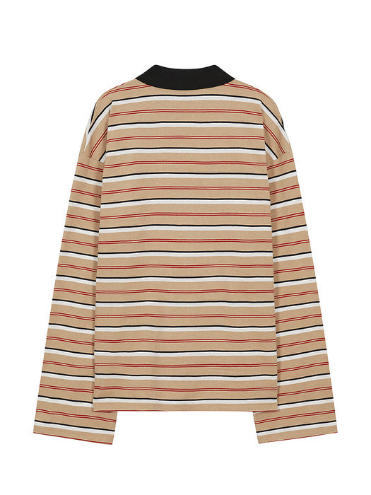 PK STRIPE LONG SLEEVE_beige