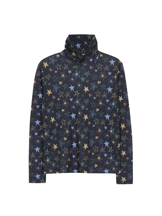 STAR PRINTED TURTLENECK T-SHIRT_black/colored