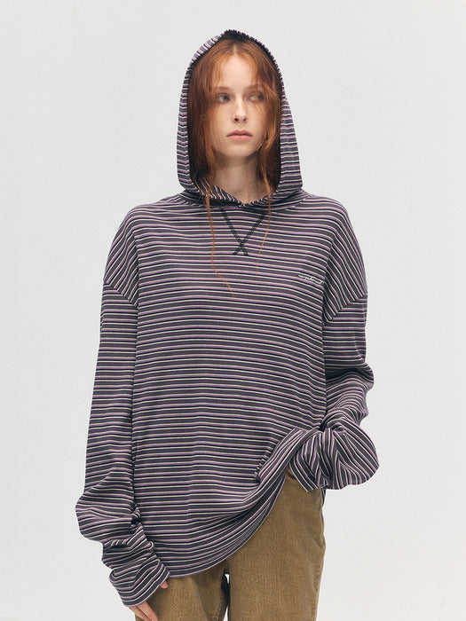 HOODIE STRIPE LONG SLEEVE_charcoal