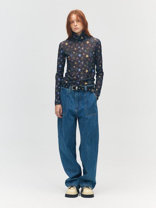 Margesherwood Stitch Relaxed Wide Jeans blue