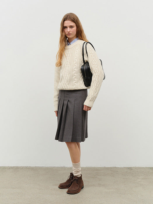 [dunst] UNISEX CLASSIC FISHERMAN SWEATER IVORY_UDSW4D122IV