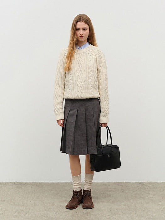 [dunst] UNISEX CLASSIC FISHERMAN SWEATER IVORY_UDSW4D122IV