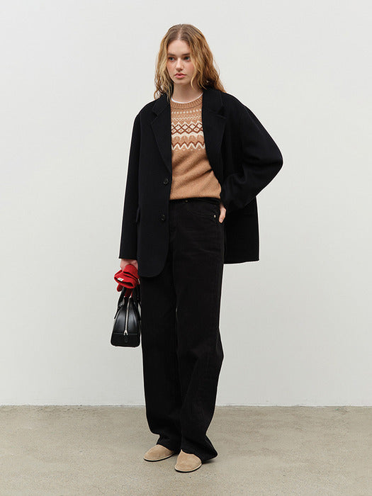 [dunst] UNISEX FAIRISLE SWEATER CAMEL_UDSW4D136CM