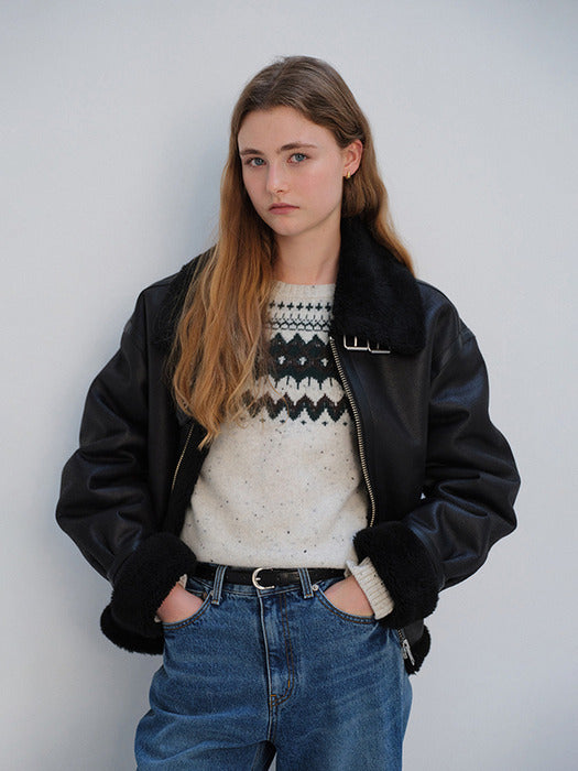 [dunst] UNISEX FAIRISLE SWEATER OATMEAL MELANGE_UDSW4D136I1