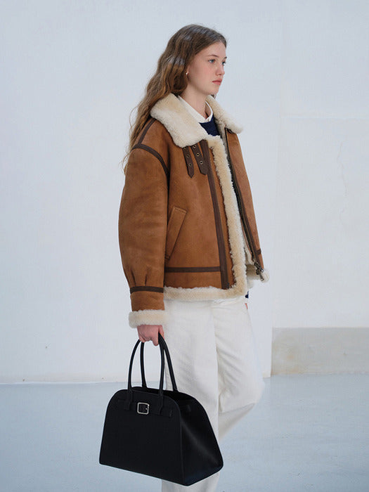 [dunst] UNISEX GENUINE SHEARLING JACKET BROWN_UDJU4D122W2