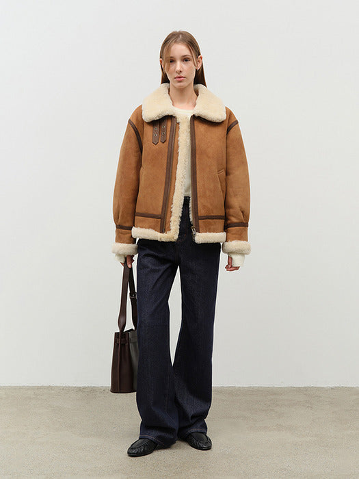 [dunst] UNISEX GENUINE SHEARLING JACKET BROWN_UDJU4D122W2