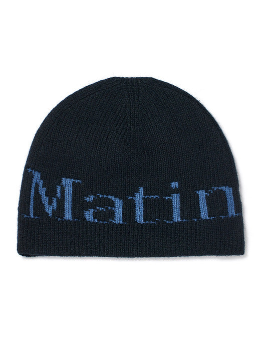 LOGO JACQUARD KNIT BEANIE IN BLACK