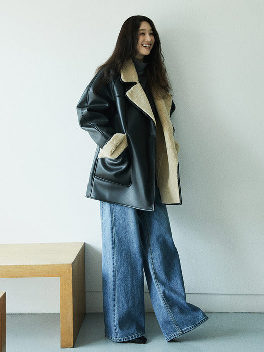 Loeuvre Faux Leather Shearling coat-Jacket