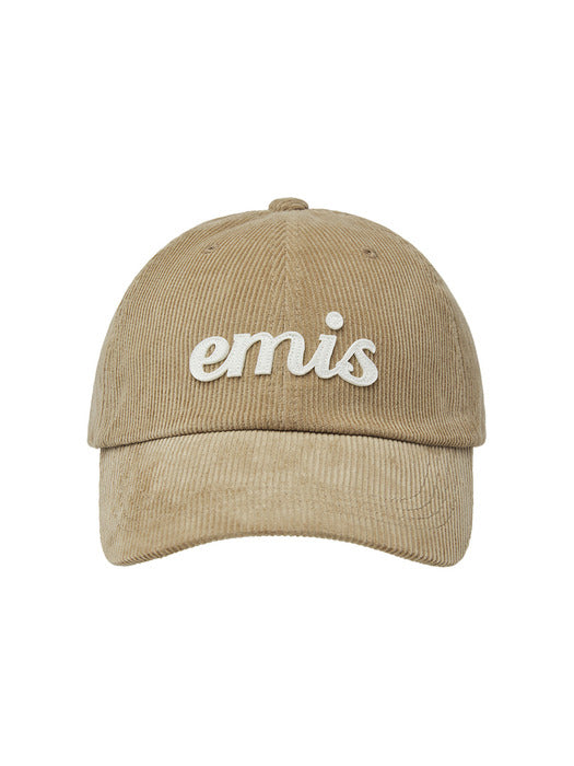 Emis Applique Corduroy Ball Cap-Beige