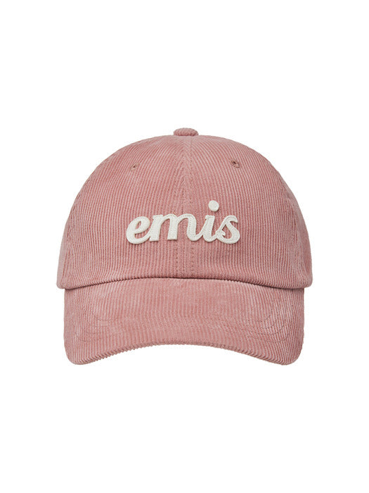 Emis Applique Corduroy Ball Cap-Pink