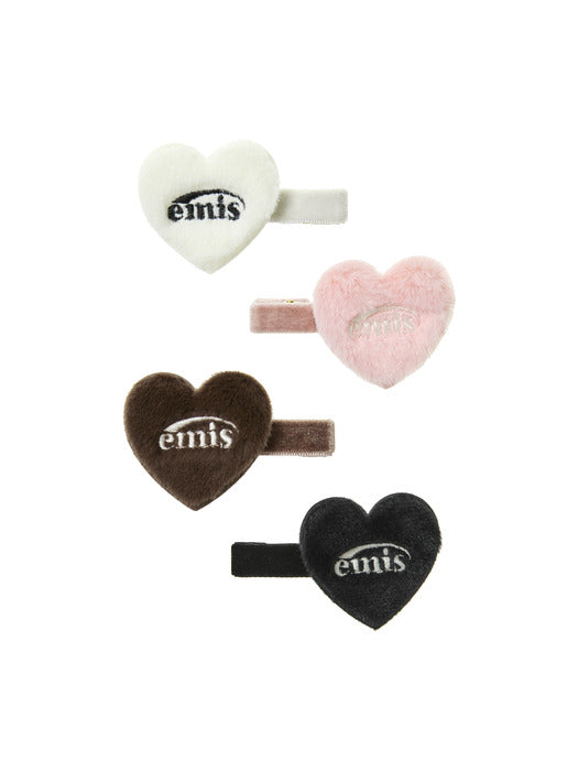 Emis Faux Fur Heart Hairpin