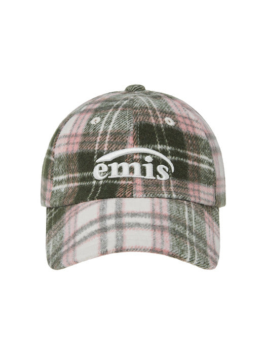 [emis] MULTI COLOR CHECK BALL CAP-PINK