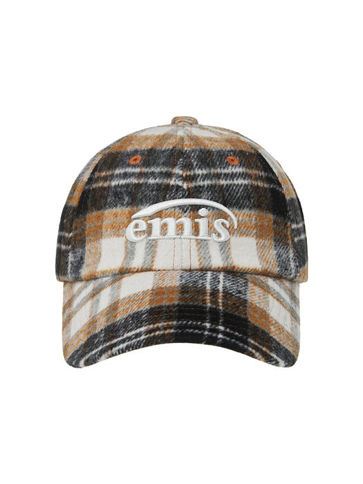 Emis Multi Color Check Ball Cap-Orange