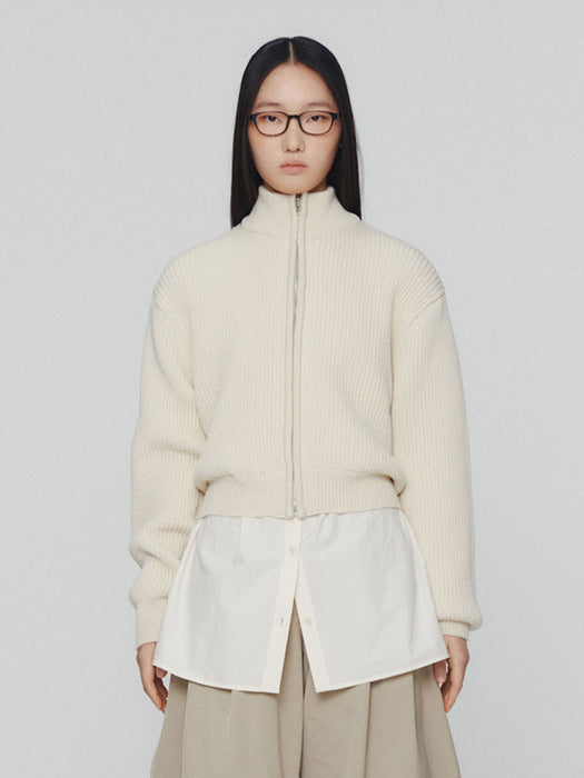 [amomento] FULL NEEDLE CROP BLOUSON(3COLORS)