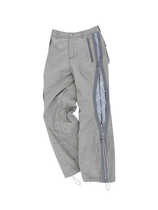 [andersson bell] CRACK PADDED LACE-UP WIDE PANTS apa770w(GREY)