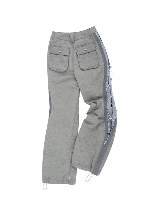 [andersson bell] CRACK PADDED LACE-UP WIDE PANTS apa770w(GREY)