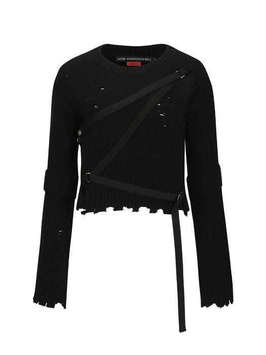 [andersson bell] NORA STRAP KNIT PULLOVER atb1196w(BLACK)